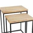 Pemberly Row Modern Set of 2 Rectangular Wood and Metal Side Tables