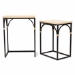 Pemberly Row Set of 2 Rattan Accented Wood and Metal Rectangle Side Tables