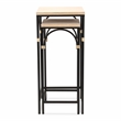 Pemberly Row Set of 2 Rattan Accented Wood and Metal Square Side Tables