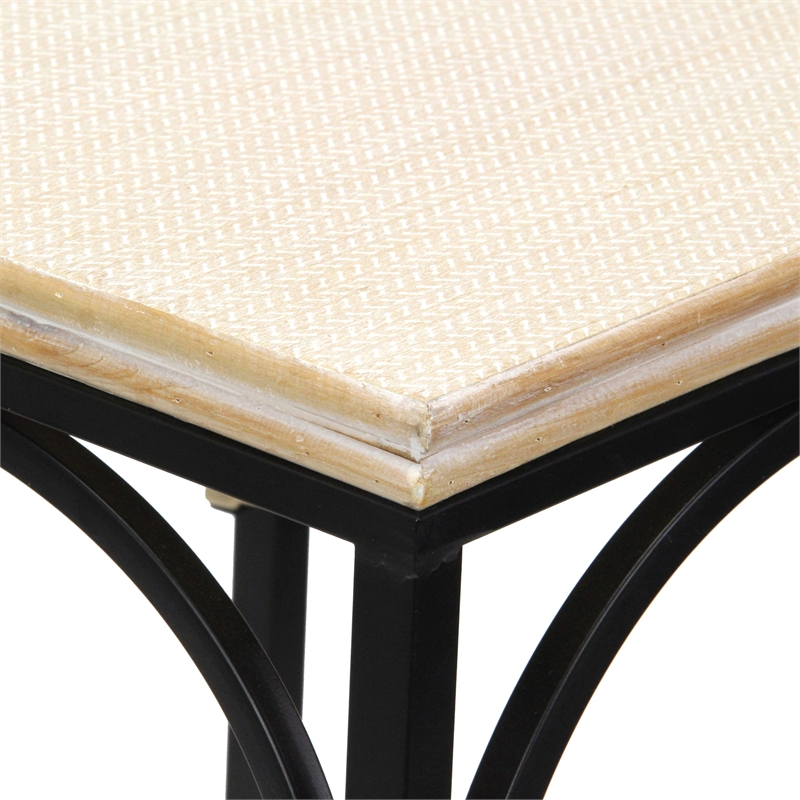 Pemberly Row Set of 2 Rattan Accented Wood and Metal Square Side Tables