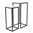 Pemberly Row Contemporary Set of 2 White Marble Square Side Tables