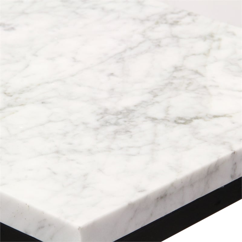 Pemberly Row Contemporary Set of 2 White Marble Square Side Tables
