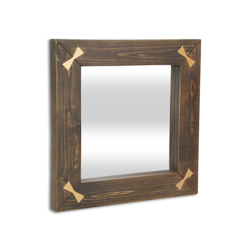 Pemberly Row Handmade Contemporary Square Wood Accent Mirror