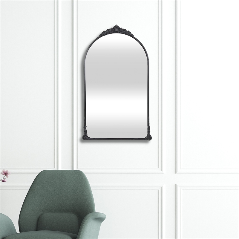 Pemberly Row Contemporary Victorian Black Wall Accent Mirror