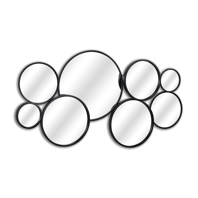 Pemberly Row Contemporary 36-Inch Multi Panel Round Wall Mirror in Black
