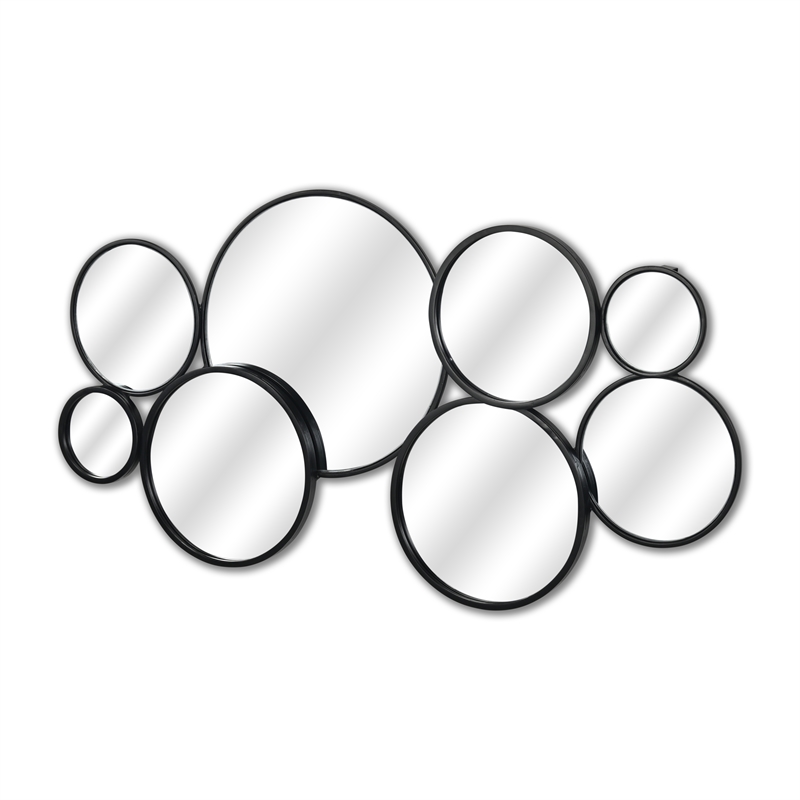 Pemberly Row Contemporary 36-Inch Multi Panel Round Wall Mirror in Black