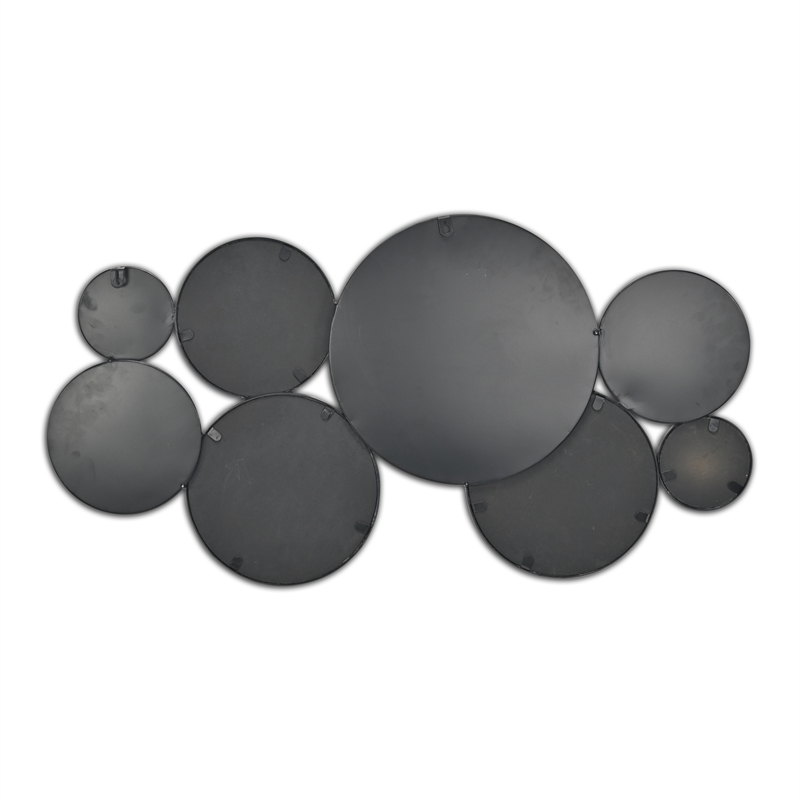 Pemberly Row Contemporary 36-Inch Multi Panel Round Wall Mirror in Black