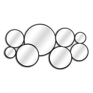 Pemberly Row Contemporary 36-Inch Multi Panel Round Wall Mirror in Black