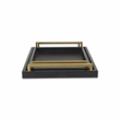 Pemberly Row Faux Croco Vinyl Tray Set with Gold Handles in Black