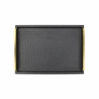 Pemberly Row Faux Croco Vinyl Tray Set with Gold Handles in Black