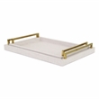 Pemberly Row Linen and Wood Tray Set with Gold Handles in Dark White