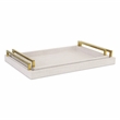 Pemberly Row Linen and Wood Tray Set with Gold Handles in Dark White