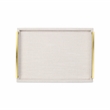 Pemberly Row Linen and Wood Tray Set with Gold Handles in Dark White