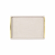 Pemberly Row Linen and Wood Tray Set with Gold Handles in Dark White