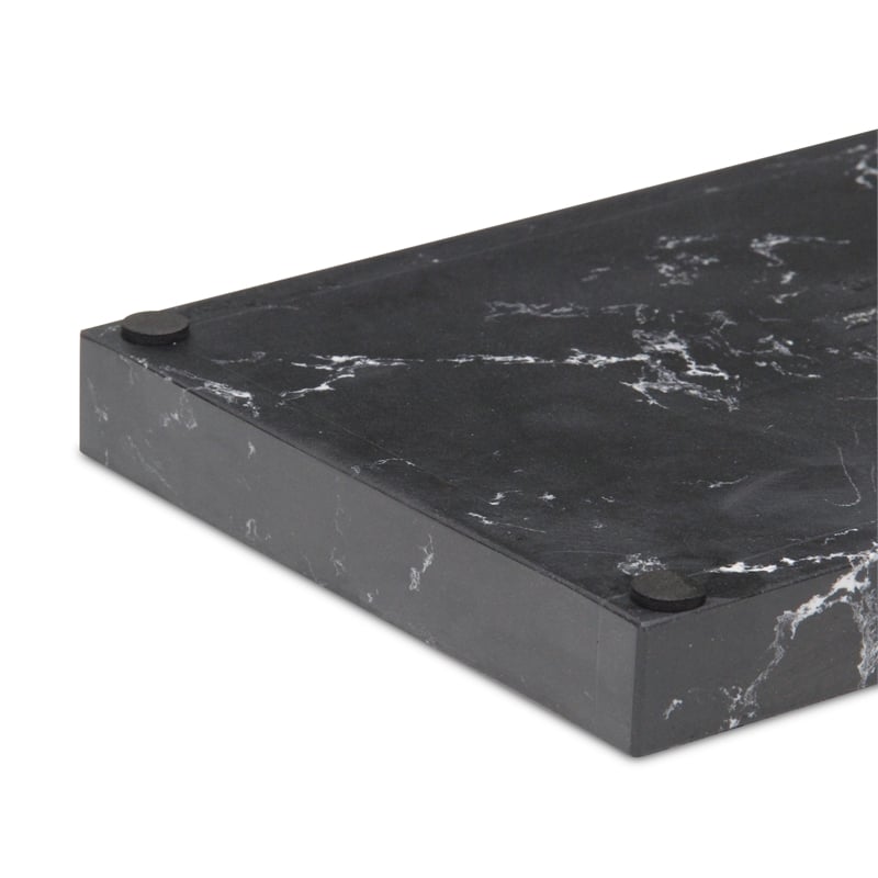 Pemberly Row Real Black Marble Tray with Raised Rim for Storage