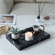 Pemberly Row Real Black Marble Tray with Raised Rim for Storage