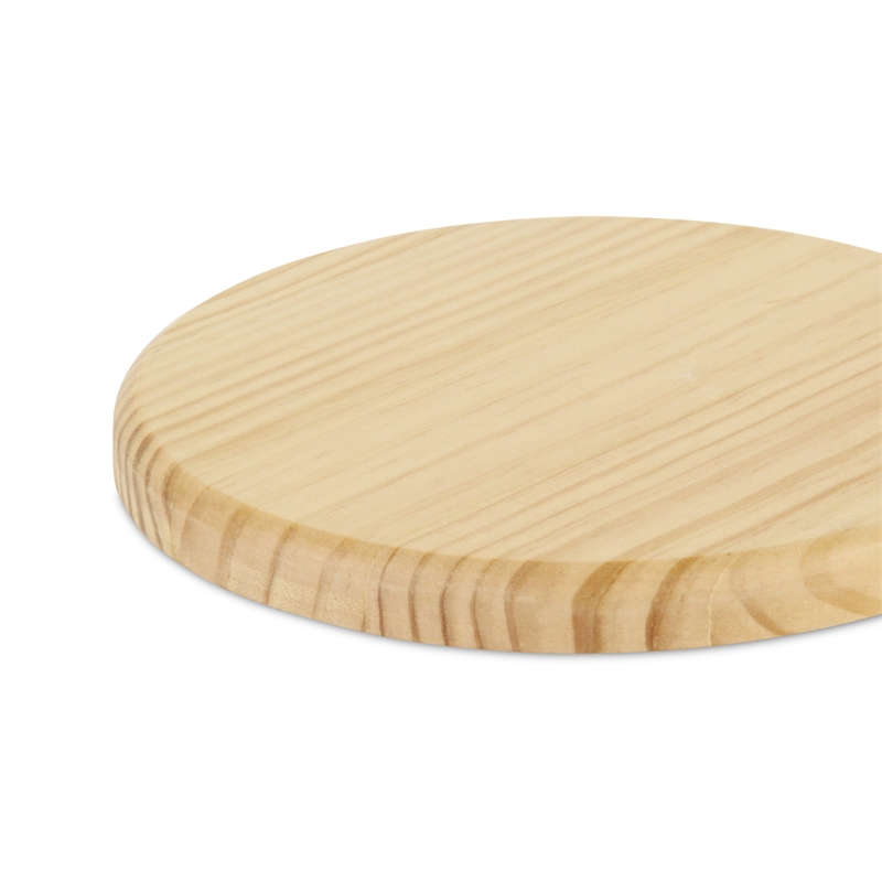 Pemberly Row Round Natural Bamboo Glossy Tray with Smooth Finish