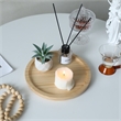 Pemberly Row Round Natural Bamboo Glossy Tray with Smooth Finish
