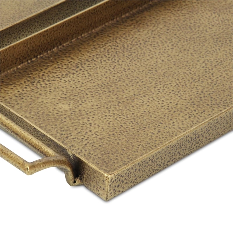 Pemberly Row 2 Piece Gold Cast Iron Tray Set with Dotted Pattern