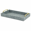 Pemberly Row Engineered Wood Linen Tray in Blue Gray with Gold Handles