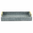Pemberly Row Engineered Wood Linen Tray in Blue Gray with Gold Handles