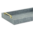 Pemberly Row Engineered Wood Linen Tray in Blue Gray with Gold Handles