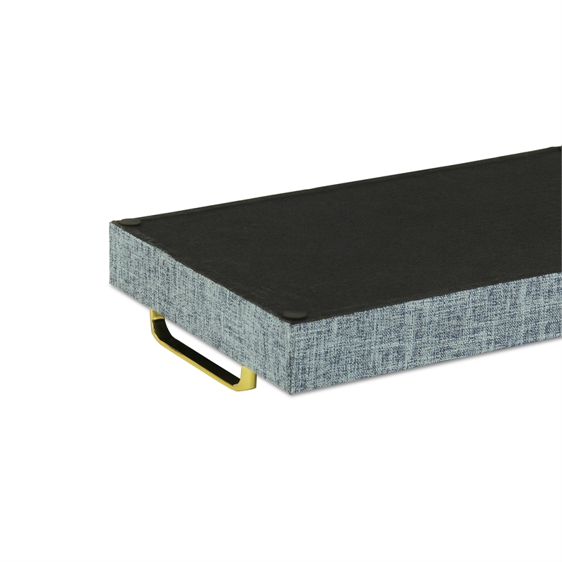Pemberly Row Engineered Wood Linen Tray in Blue Gray with Gold Handles
