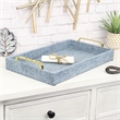 Pemberly Row Engineered Wood Linen Tray in Blue Gray with Gold Handles