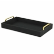 Pemberly Row Engineered Wood Linen Tray in Black with Gold Handles