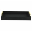 Pemberly Row Engineered Wood Linen Tray in Black with Gold Handles
