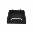 Pemberly Row Engineered Wood Linen Tray in Black with Gold Handles