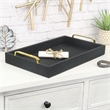 Pemberly Row Engineered Wood Linen Tray in Black with Gold Handles
