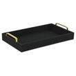 Pemberly Row Engineered Wood Linen Tray in Black with Gold Handles