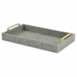 Pemberly Row Engineered Wood Linen Tray in Gray with Gold Handles
