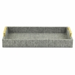 Pemberly Row Engineered Wood Linen Tray in Gray with Gold Handles