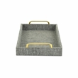 Pemberly Row Engineered Wood Linen Tray in Gray with Gold Handles