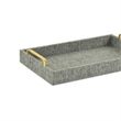Pemberly Row Engineered Wood Linen Tray in Gray with Gold Handles