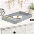 Pemberly Row Engineered Wood Linen Tray in Gray with Gold Handles