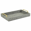 Pemberly Row Engineered Wood Linen Tray in Gray with Gold Handles