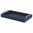 Pemberly Row Engineered Wood Linen Tray in Navy Blue with Gold Handles
