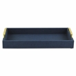 Pemberly Row Engineered Wood Linen Tray in Navy Blue with Gold Handles
