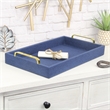 Pemberly Row Engineered Wood Linen Tray in Navy Blue with Gold Handles