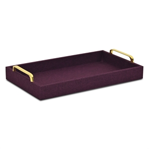 Pemberly Row Contemporary 15.75&quot Handcrafted Wood Linen Tray in Purple