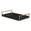 Pemberly Row Handcrafted Black Marble and Gold Metal Frame Tray