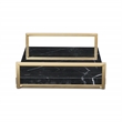 Pemberly Row Handcrafted Black Marble and Gold Metal Frame Tray