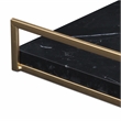 Pemberly Row Handcrafted Black Marble and Gold Metal Frame Tray