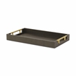 Pemberly Row Fish Scale Pattern Tray with Gold Handles in Black
