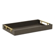 Pemberly Row Fish Scale Pattern Tray with Gold Handles in Black