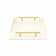 Pemberly Row Fish Scale Pattern Tray with Gold Handles in Champagne