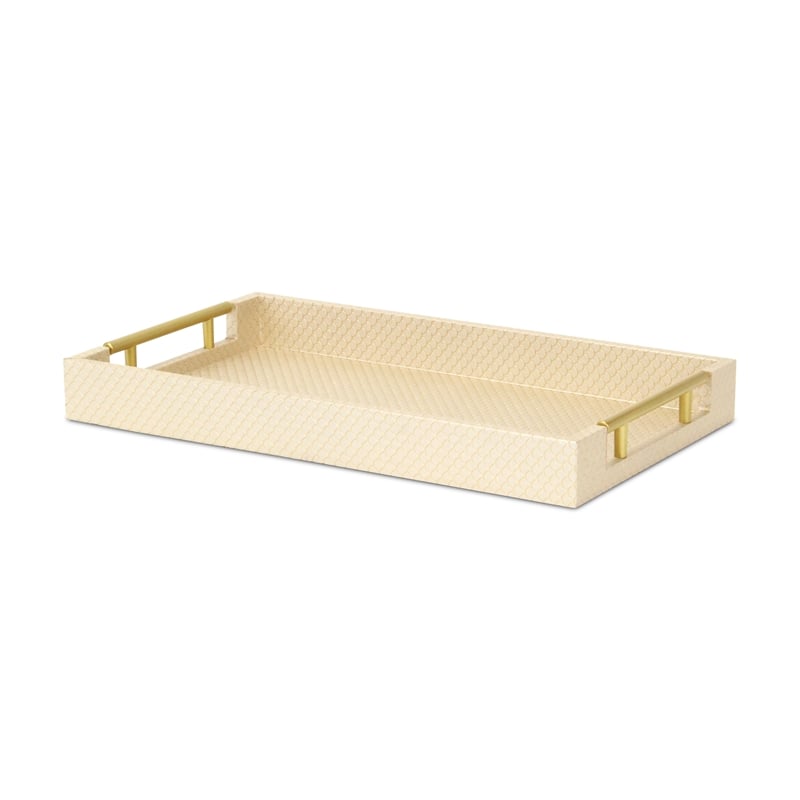 Pemberly Row Fish Scale Pattern Tray with Gold Handles in Gold